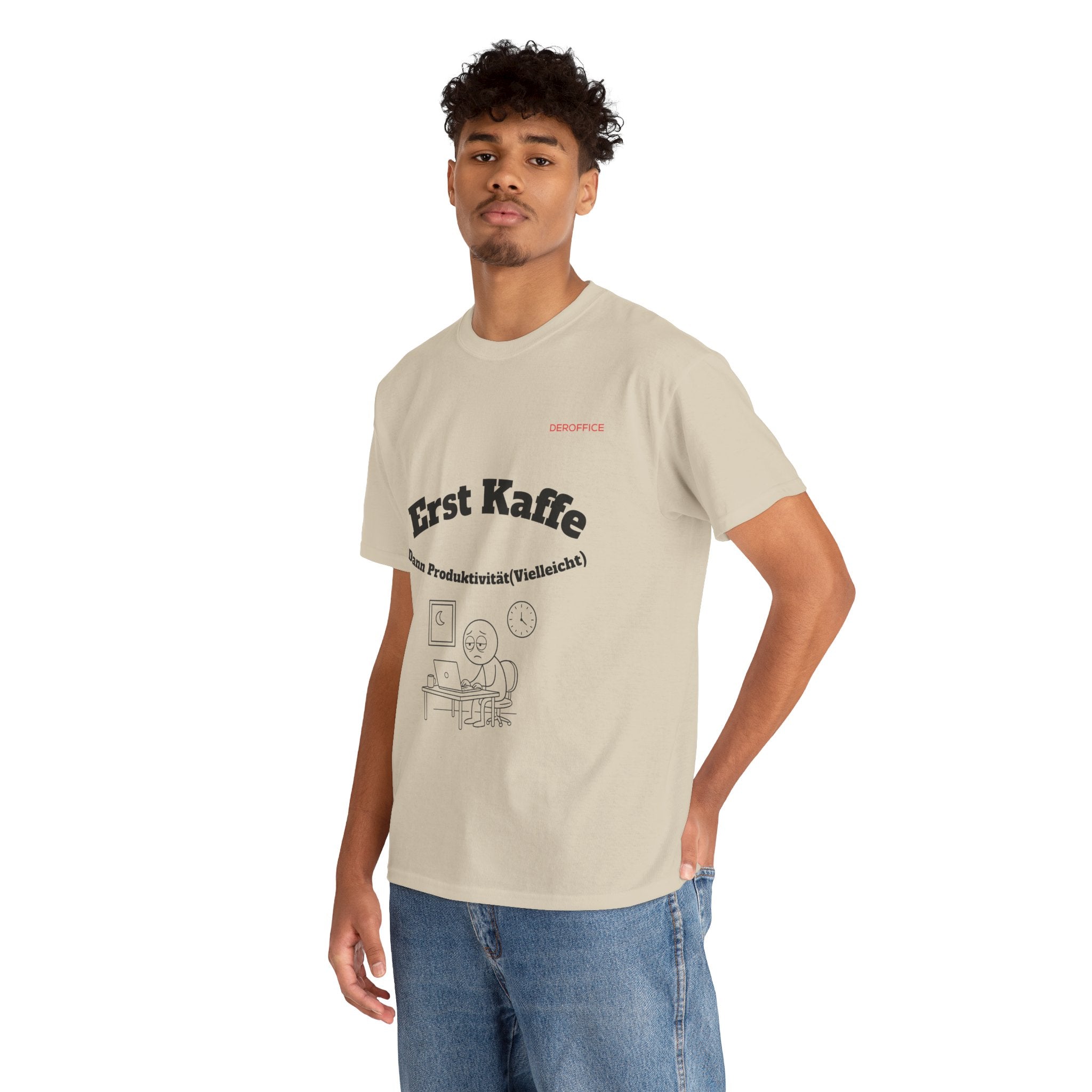 Lustiger Sprüche Shirt – Erst Kaffe, dann Produktivität (Vielleicht) | Geschenk für Kollegen & Büro