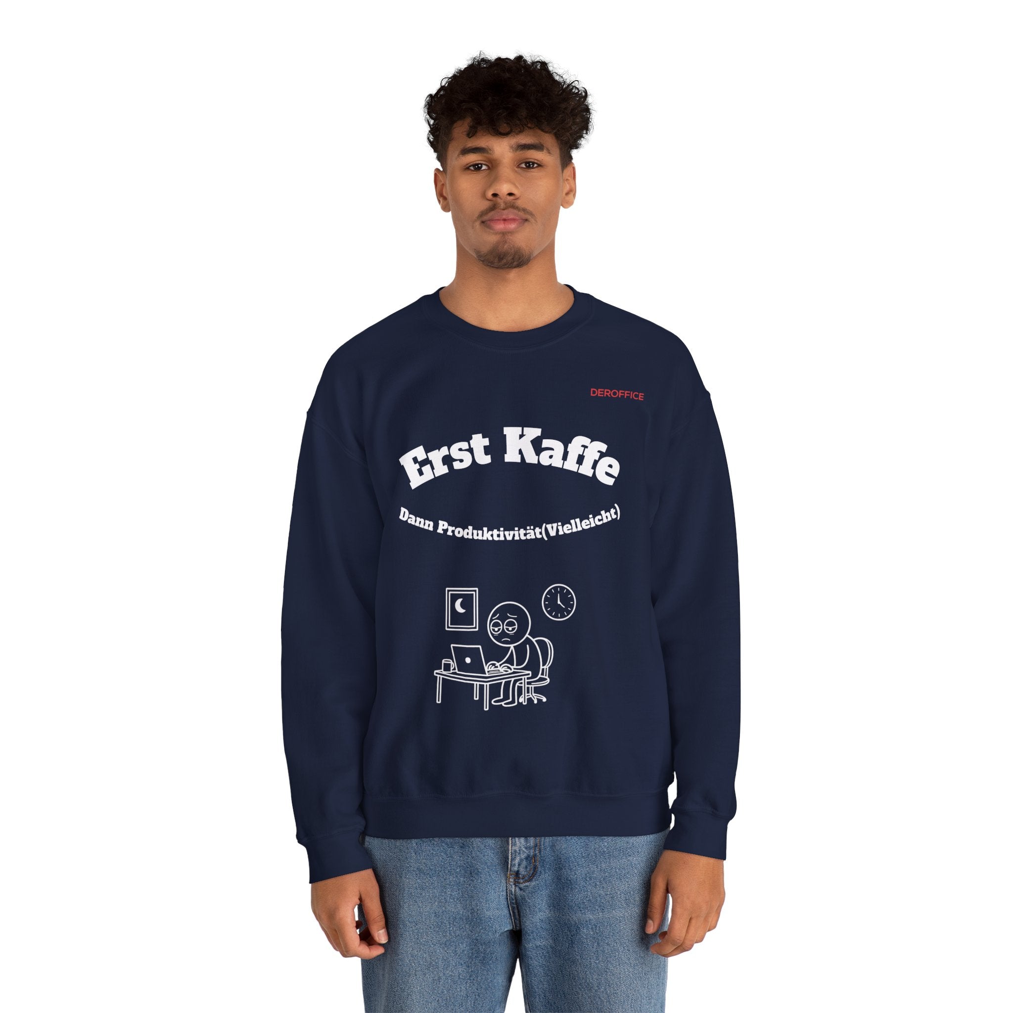 Lustiger Sprüche Pullover – Erst Kaffe, dann Produktivität (Vielleicht) | Geschenk für Kollegen & Büro