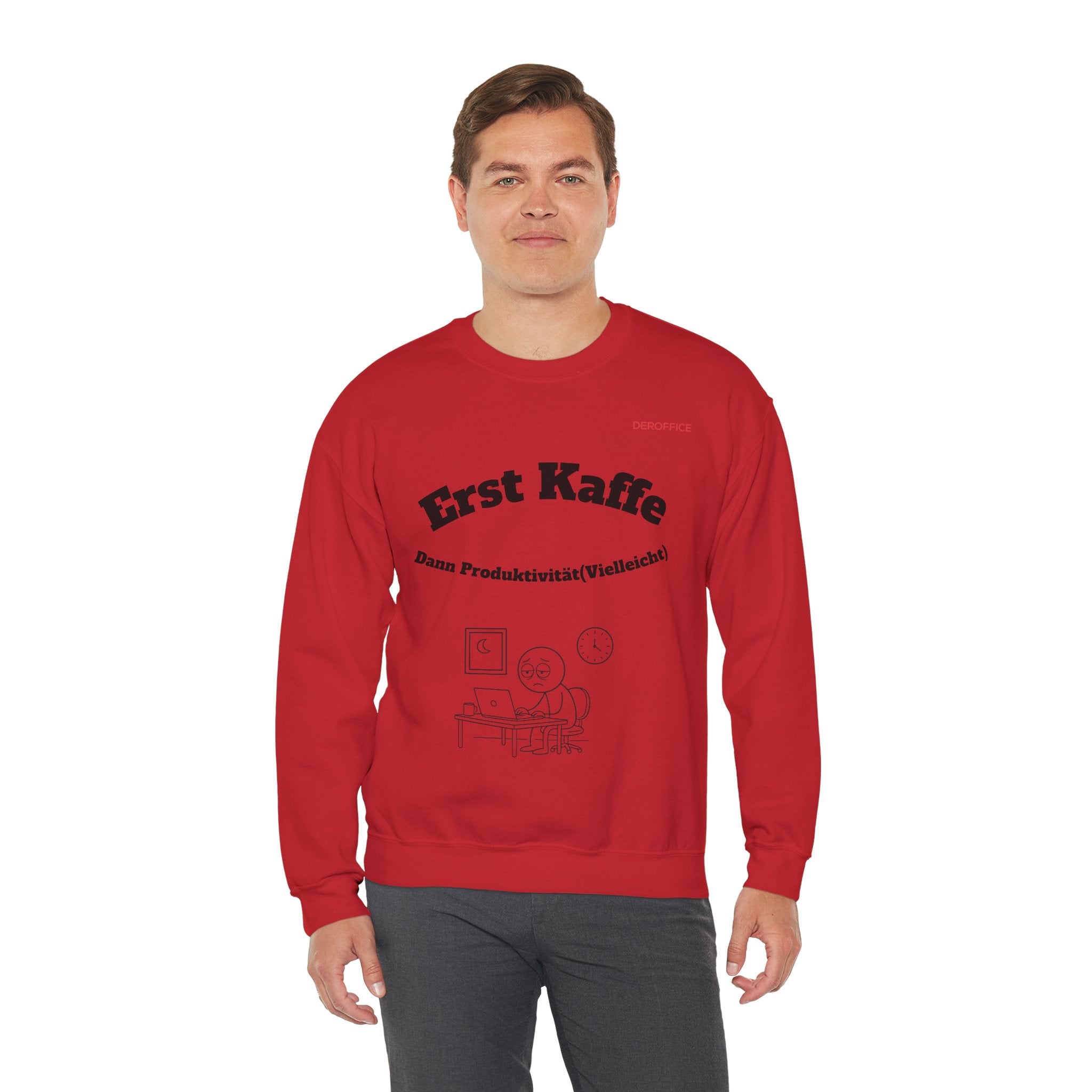 Lustiger Sprüche Pullover – Erst Kaffe, dann Produktivität (Vielleicht) | Geschenk für Kollegen & Büro