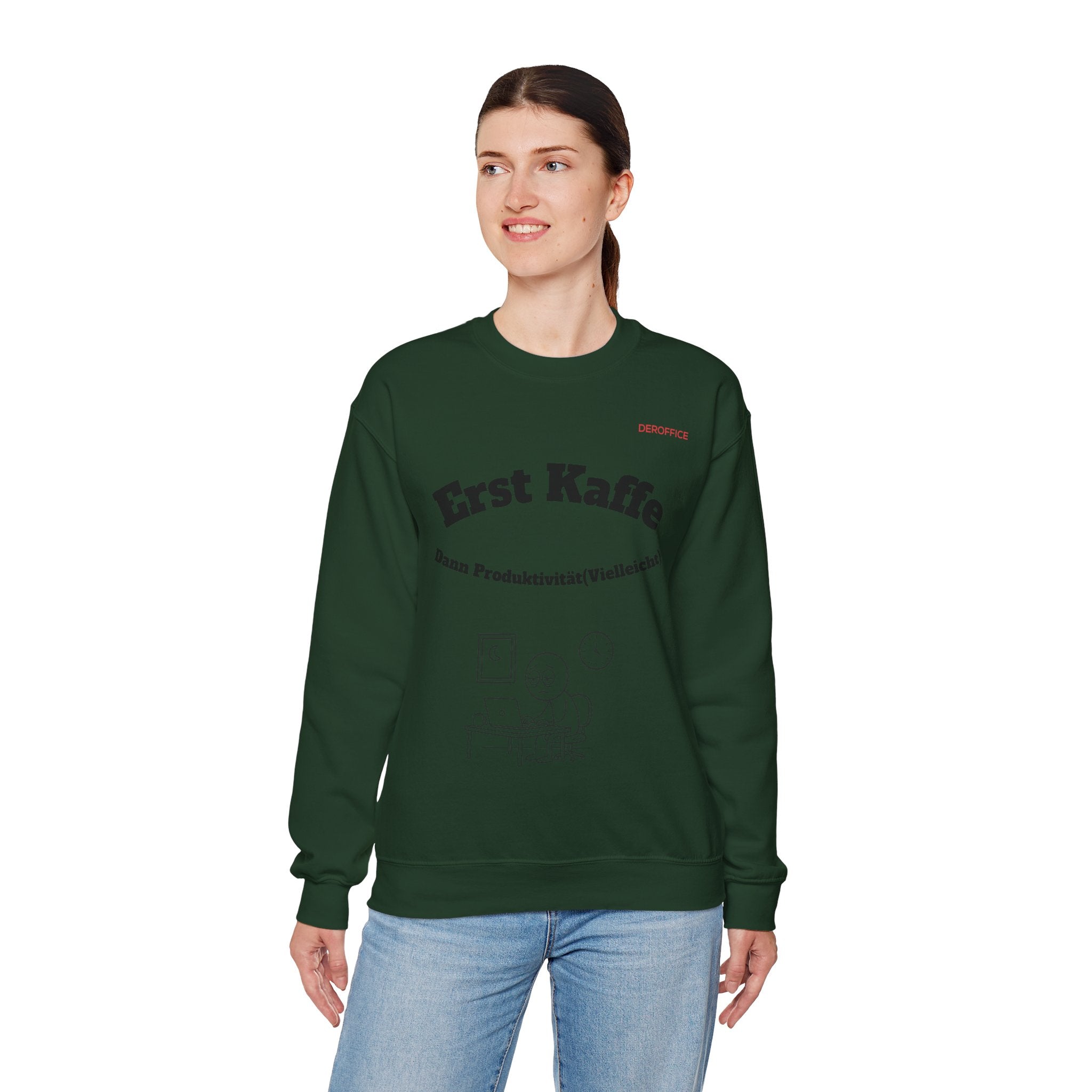 Lustiger Sprüche Pullover – Erst Kaffe, dann Produktivität (Vielleicht) | Geschenk für Kollegen & Büro