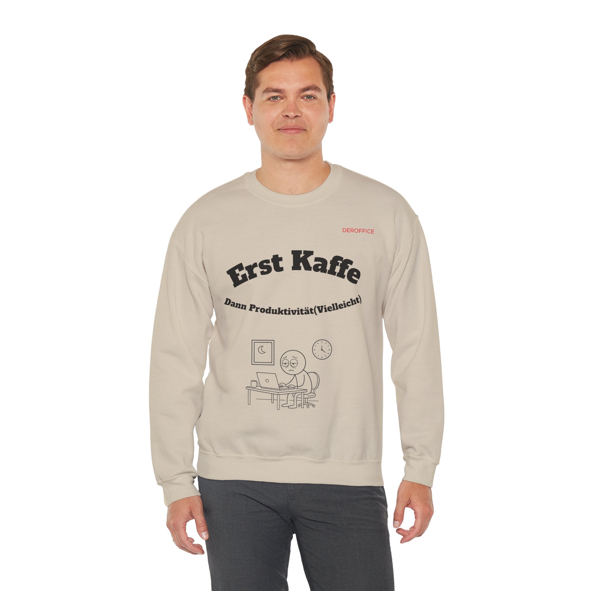 Lustiger Sprüche Pullover – Erst Kaffe, dann Produktivität (Vielleicht) | Geschenk für Kollegen & Büro