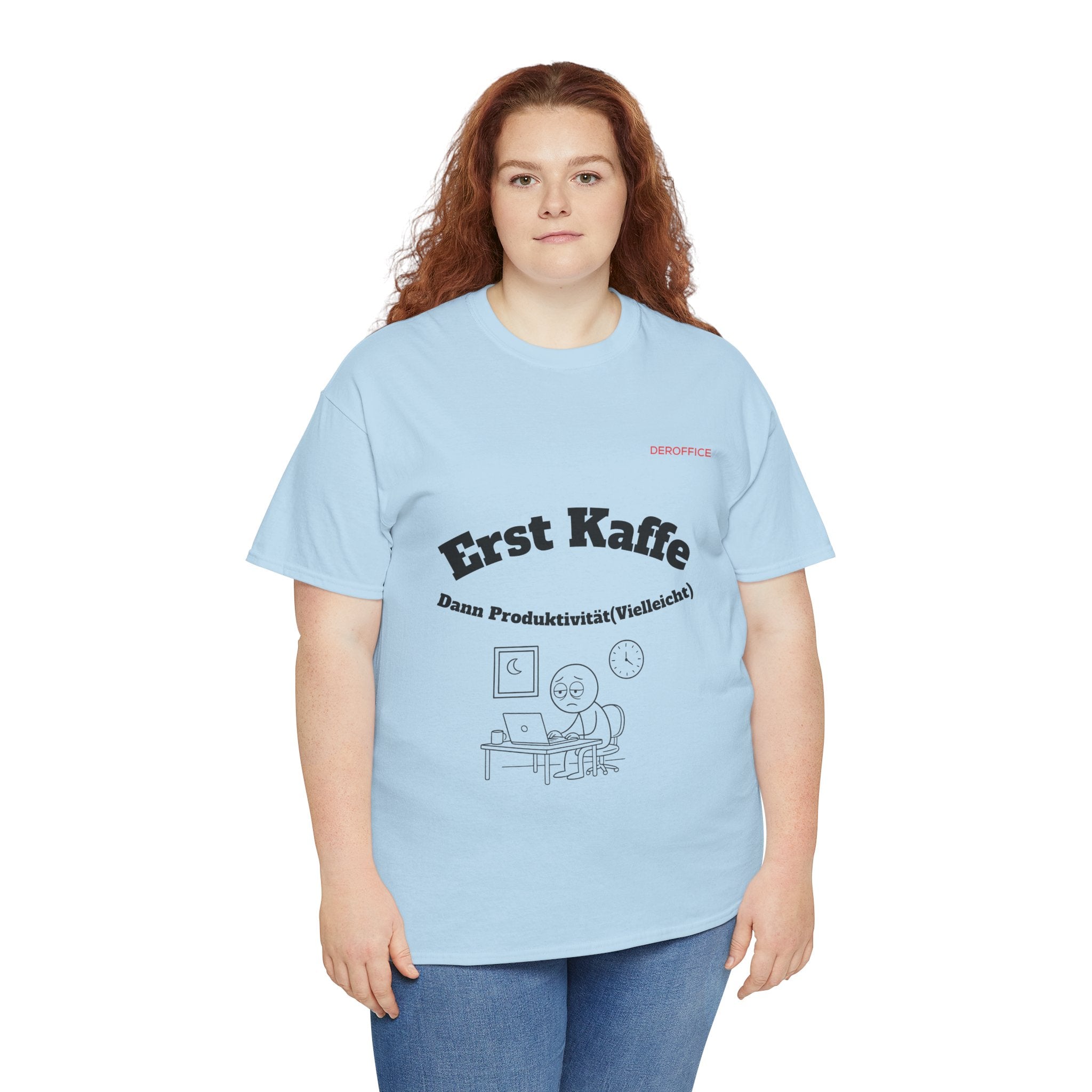 Lustiger Sprüche Shirt – Erst Kaffe, dann Produktivität (Vielleicht) | Geschenk für Kollegen & Büro