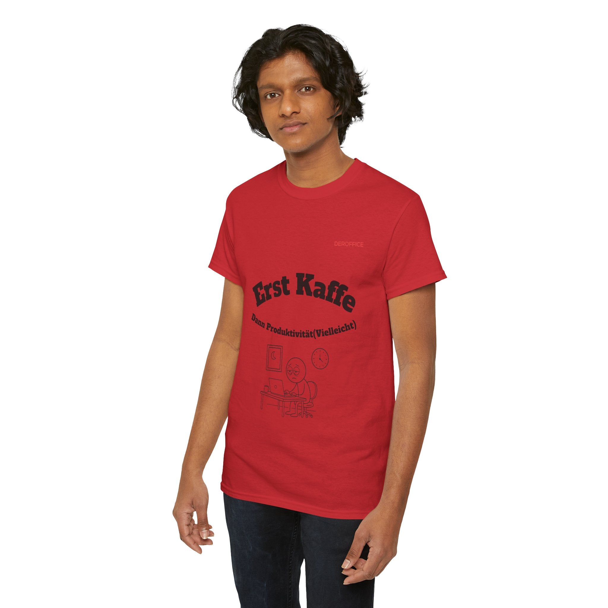 Lustiger Sprüche Shirt – Erst Kaffe, dann Produktivität (Vielleicht) | Geschenk für Kollegen & Büro