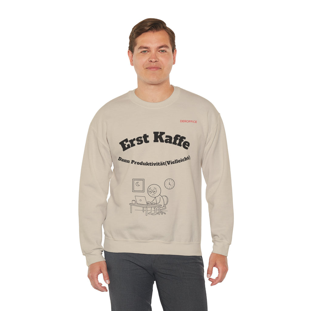 Lustiger Sprüche Pullover – Erst Kaffe, dann Produktivität (Vielleicht) | Geschenk für Kollegen & Büro