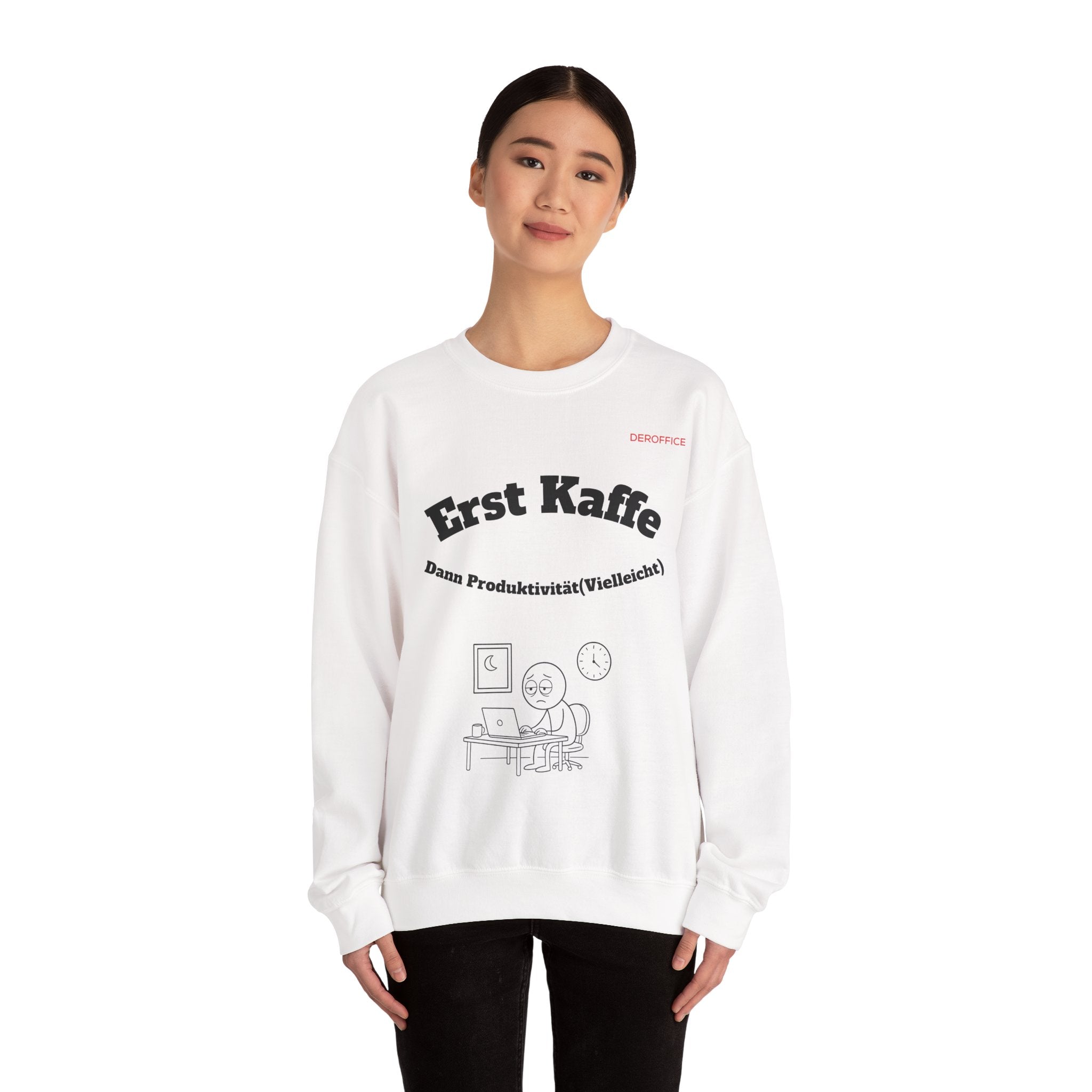 Lustiger Sprüche Pullover – Erst Kaffe, dann Produktivität (Vielleicht) | Geschenk für Kollegen & Büro