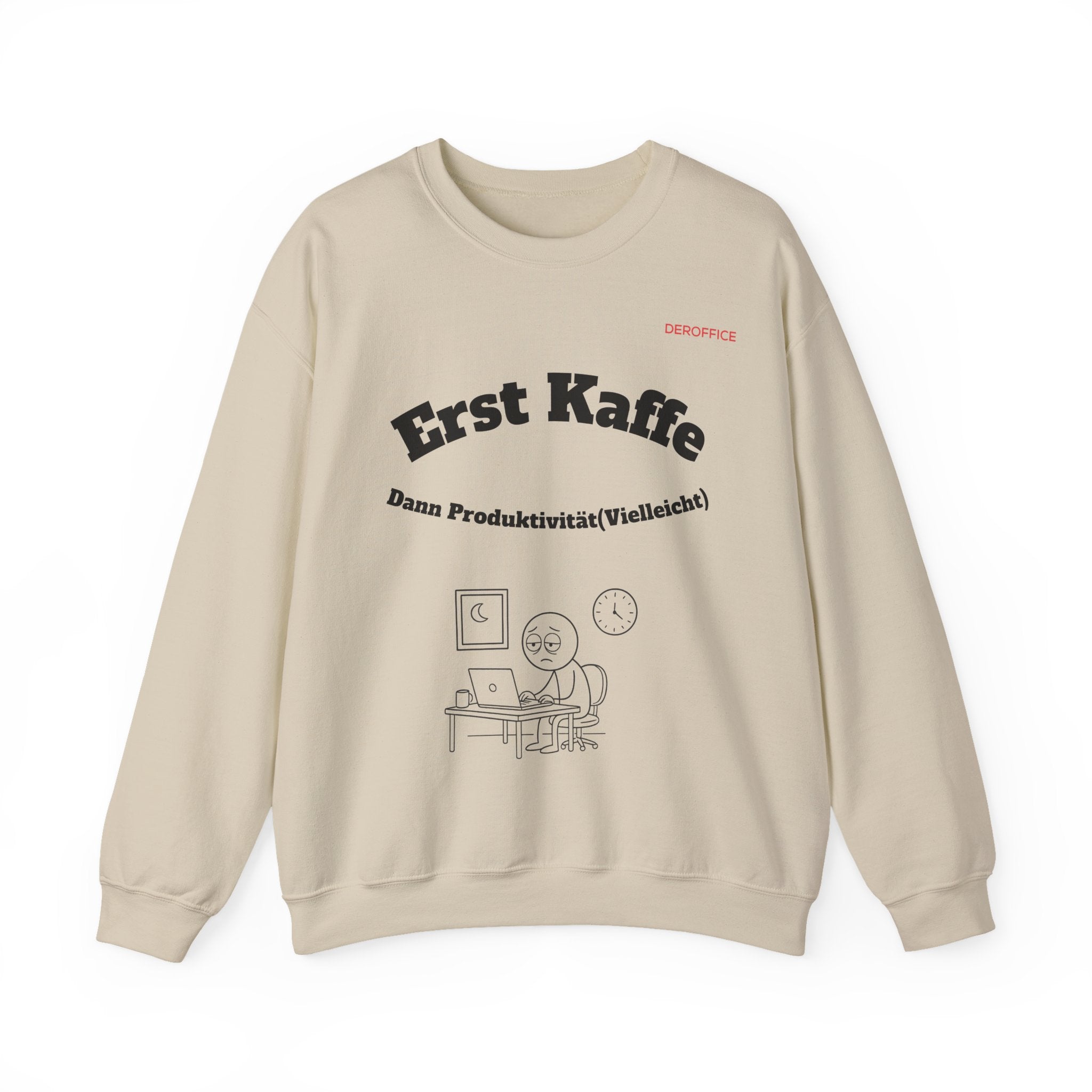 Lustiger Sprüche Pullover – Erst Kaffe, dann Produktivität (Vielleicht) | Geschenk für Kollegen & Büro